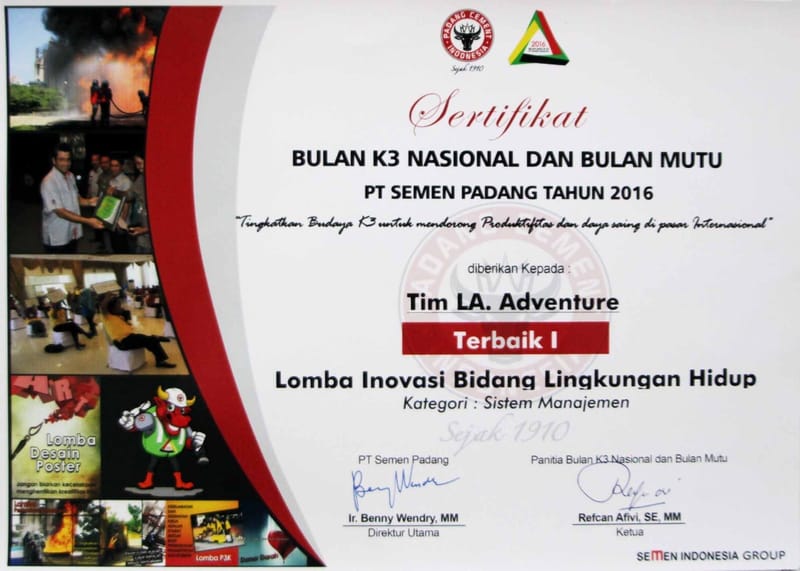 Terbaik 1 Lomba Inovasi Bidang Lingkungan Hidup