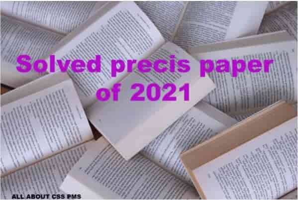 Solved precis paper of 2021