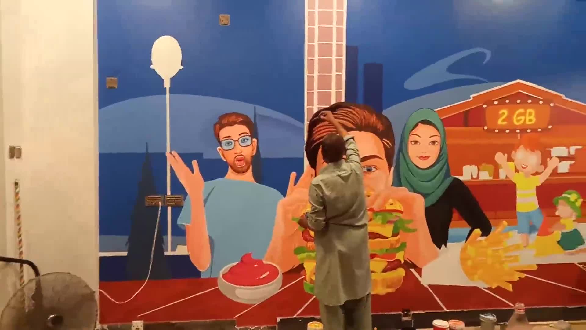 Fast Food Restaurant Mural