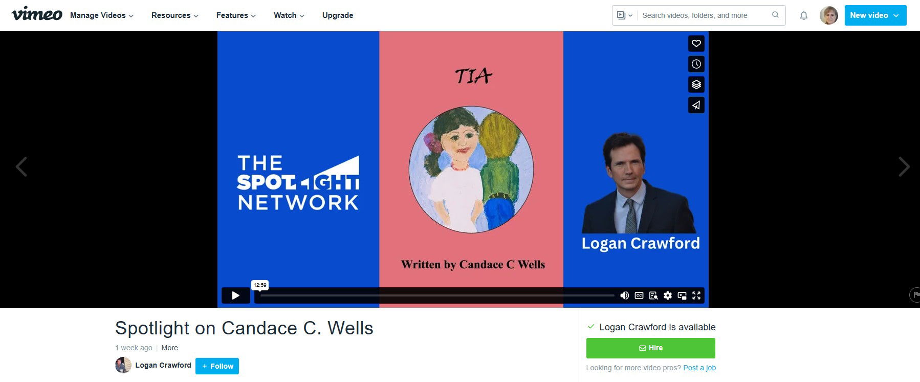 Candace C Wells  on Vimeo with Logan Crawford