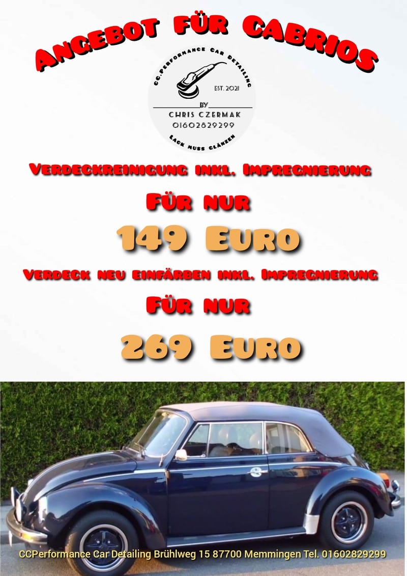 Verdeckreinigung und Versiegelung