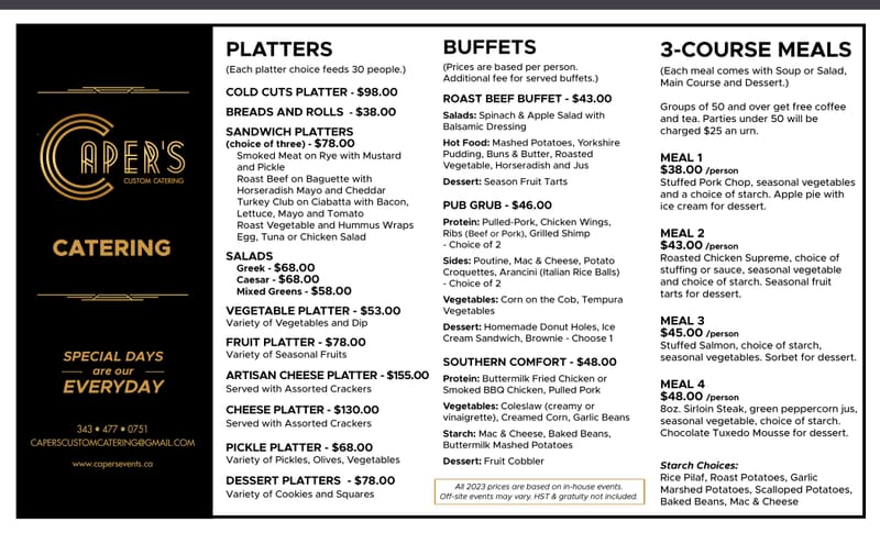 General Catering Menu