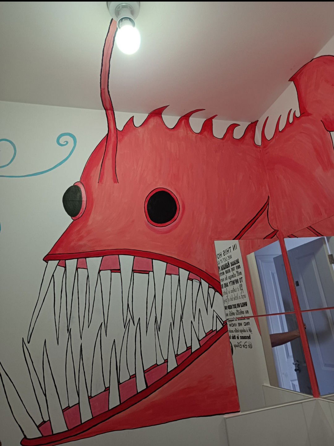 Toilet Angler Fish Mural / Wall Art - don't loiter!