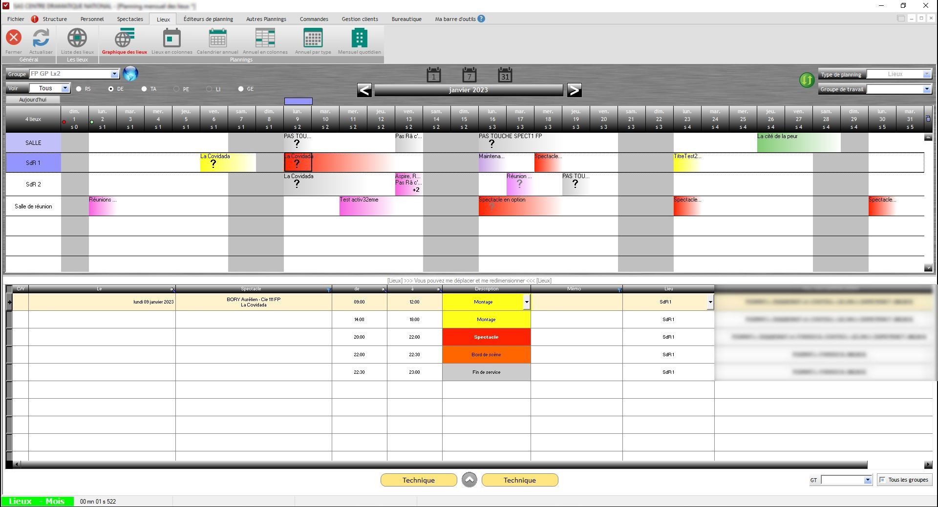 LE PLANNING GRAPHIQUE DES LIEUX