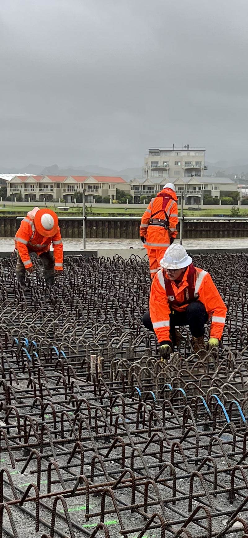 The fabricating, placing and fixing of Pile Plugs, Head Stocks, Capping Beams, Retaining walls and Deck Slabs.