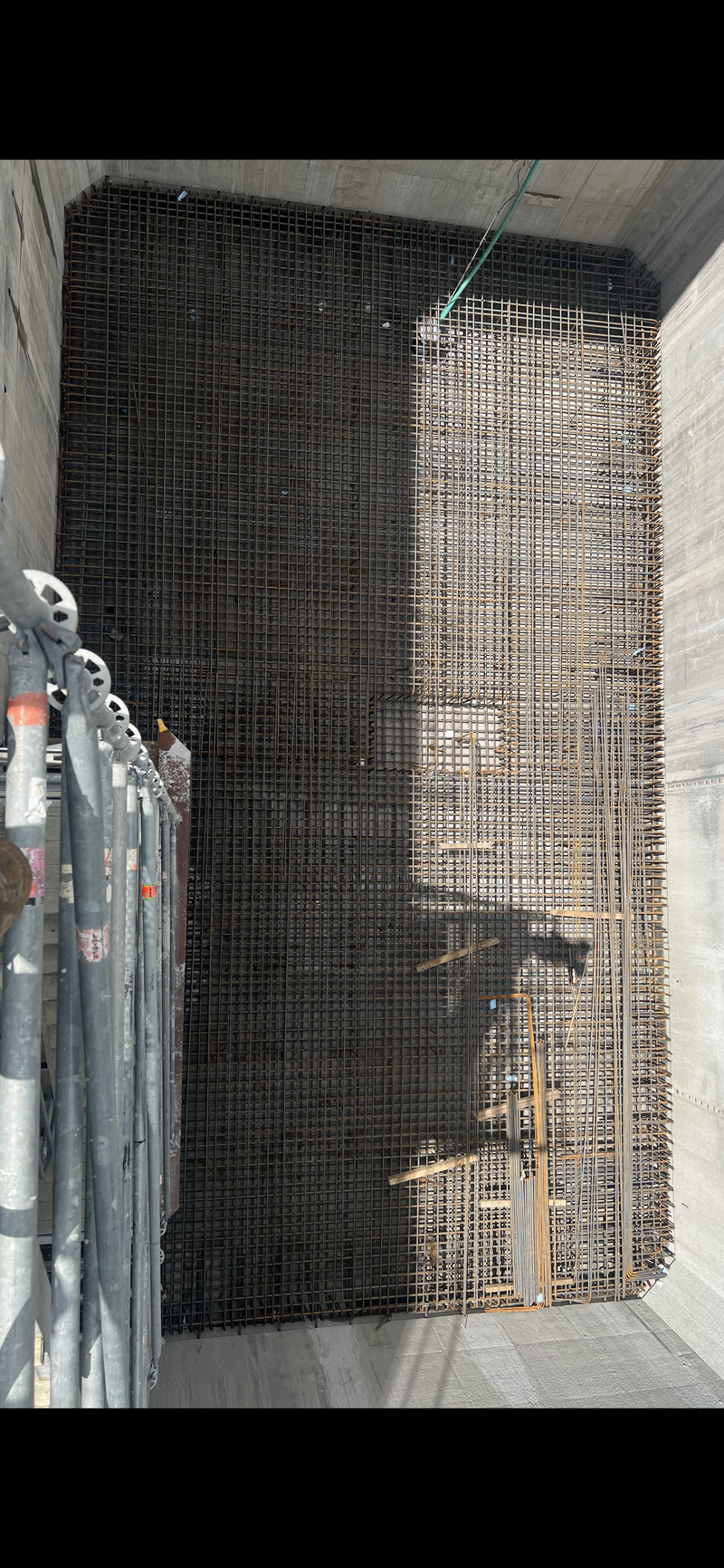 An installation of insitu external and internal walls and base slab.