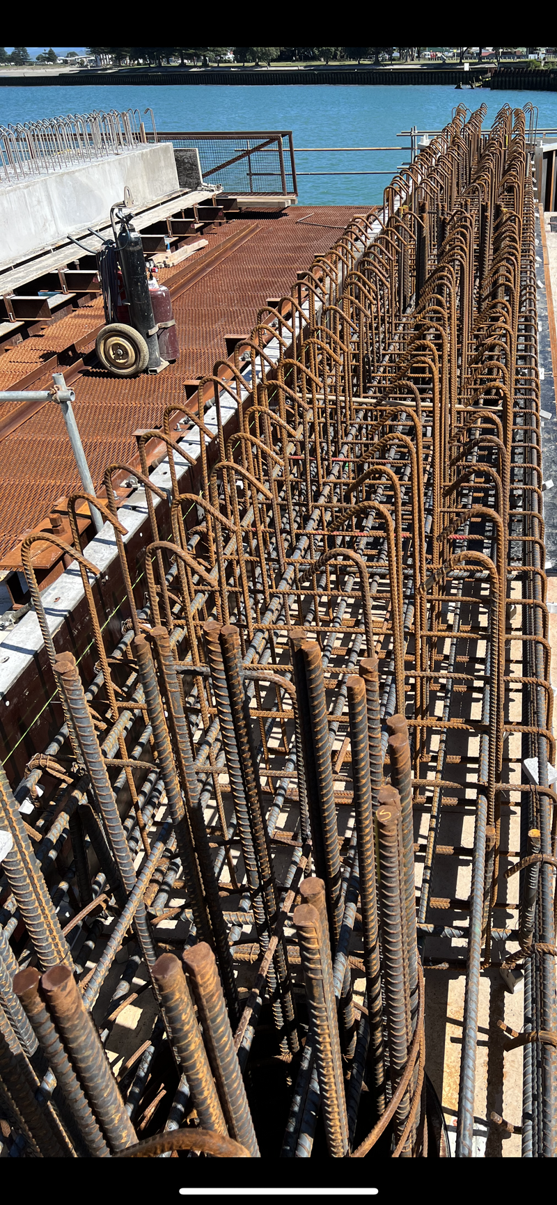The fabricating, placing and fixing of Pile Plugs, Head Stocks, Capping Beams, Retaining walls and Deck Slabs.