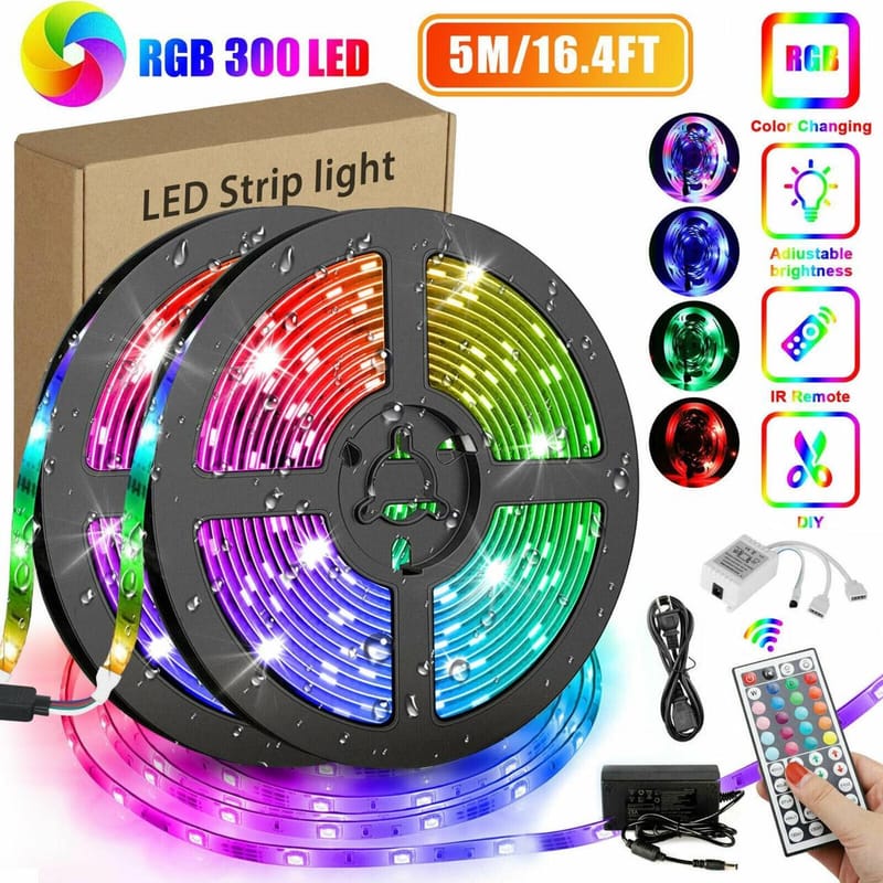 RGB Remote Control LED Strip Light- 16 Colors Changing, Waterproof 5-M
