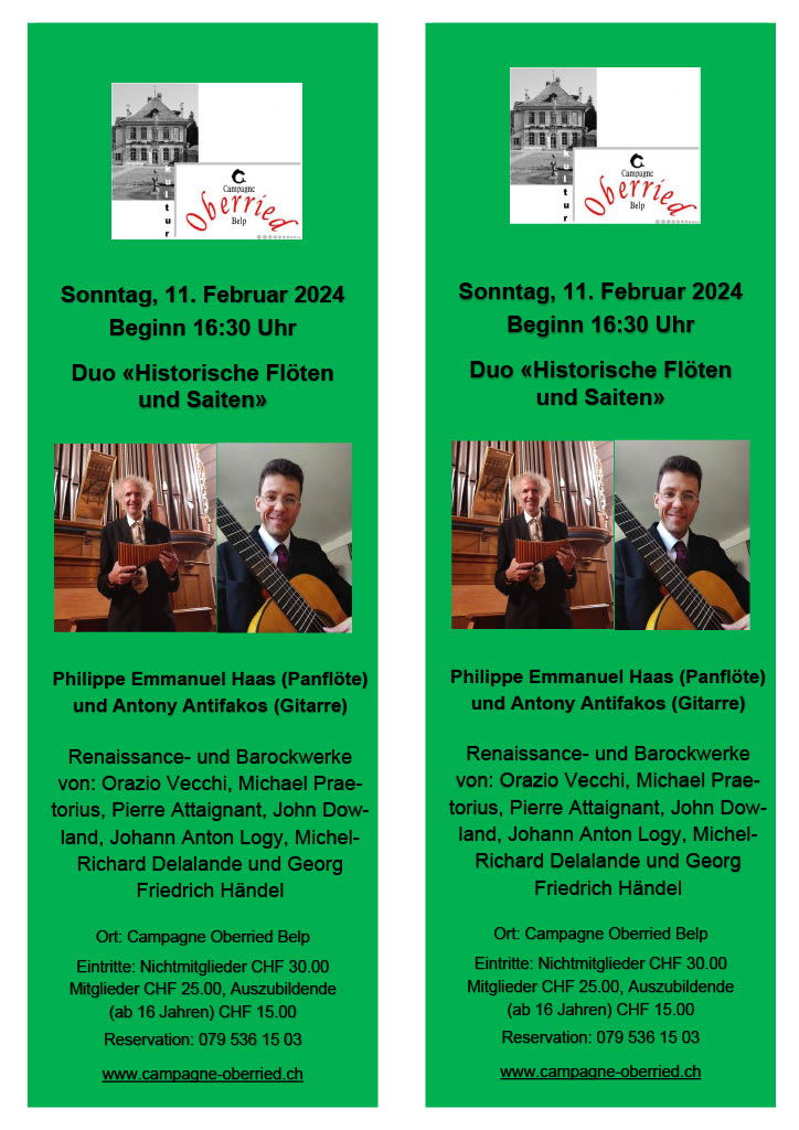 Concert Pan Flute and Guitar, Belp BE