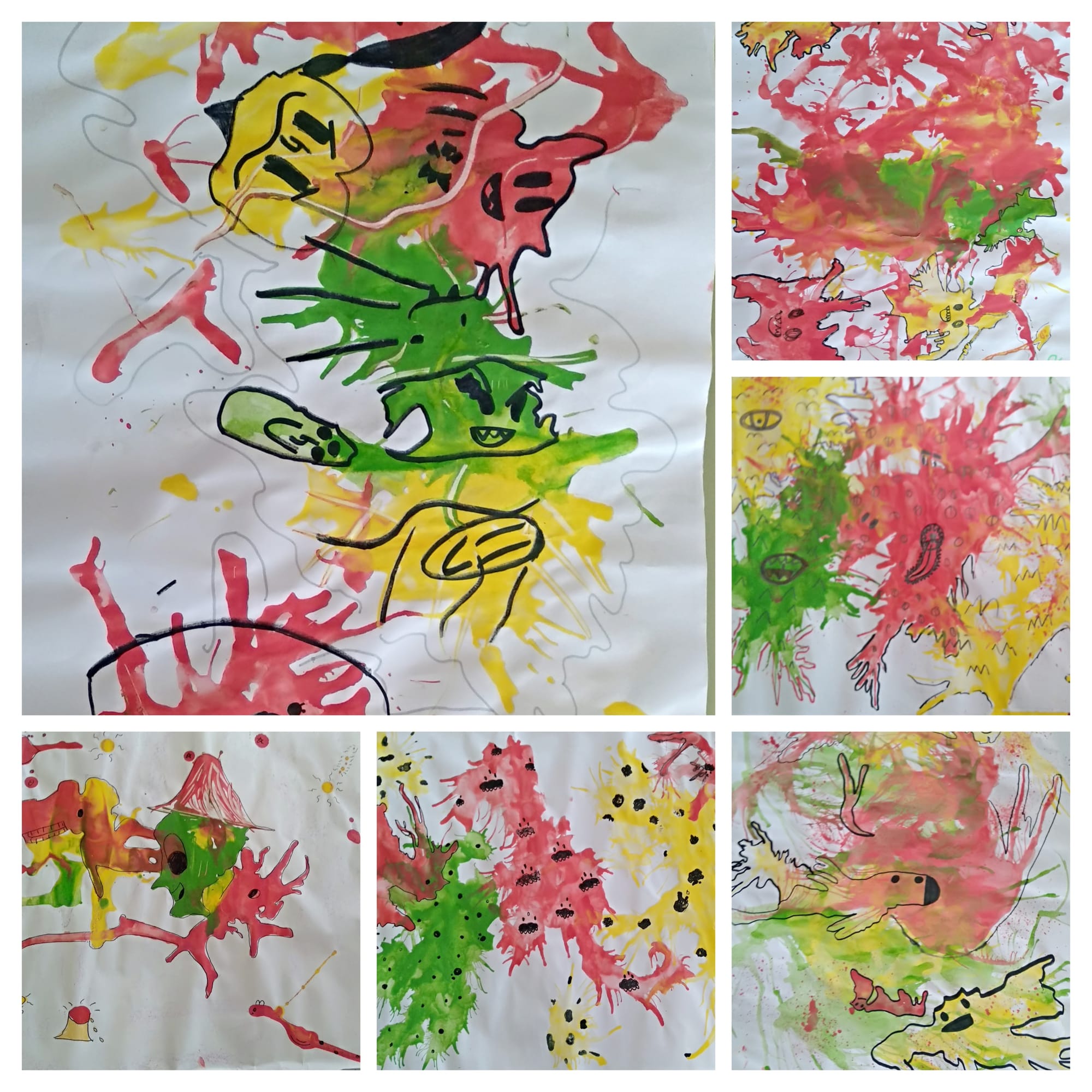 REFLEXIÓN COLECTIVA SOBRE EL CAMBIO CLIMÁTICO--COMPOSICIÓN ARTÍSTICA A TRES COLORES  6º Y 5º DE PRIMARIA