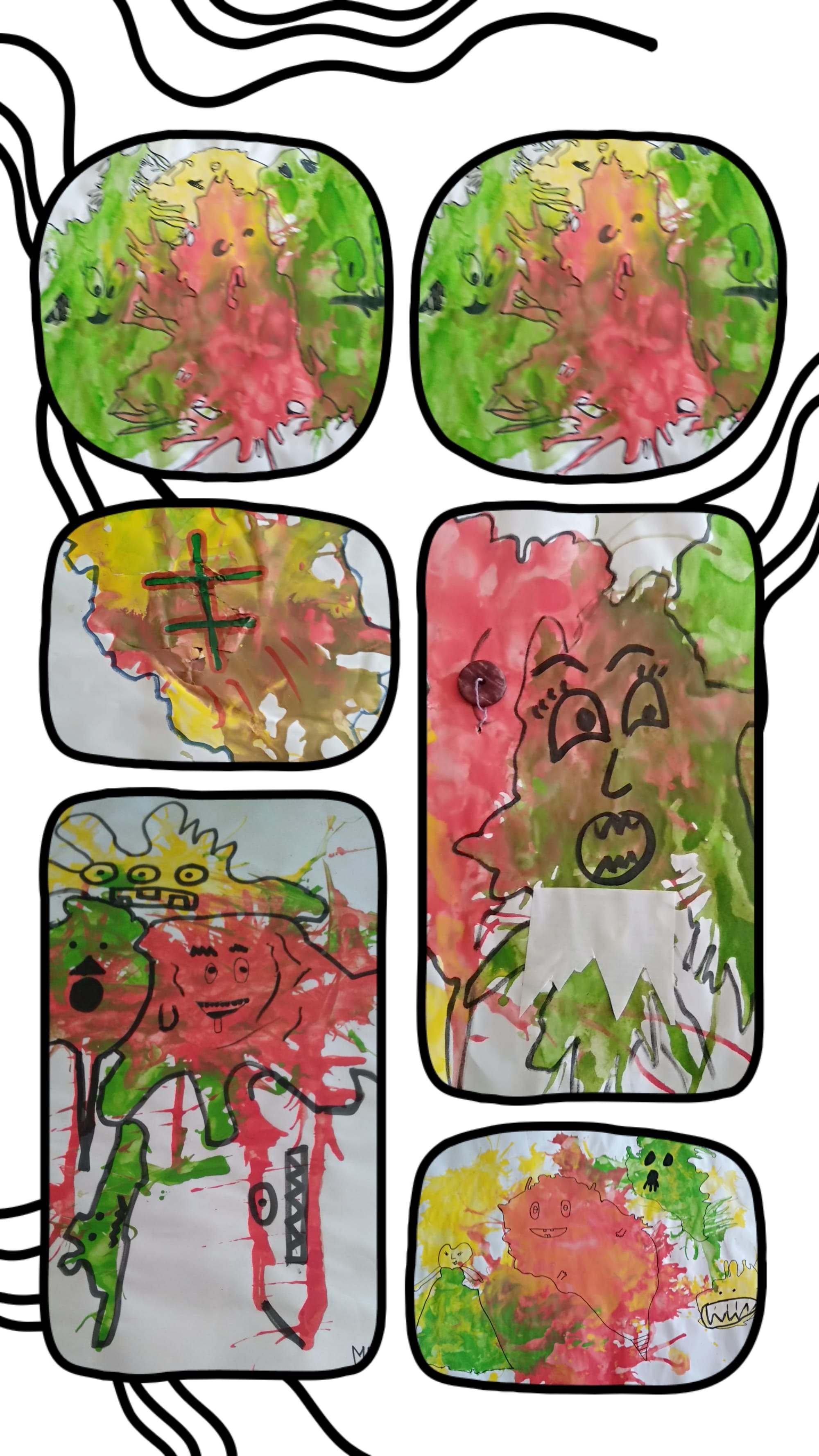 REFLEXIÓN COLECTIVA SOBRE EL CAMBIO CLIMÁTICO--COMPOSICIÓN ARTÍSTICA A TRES COLORES  6º Y 5º DE PRIMARIA