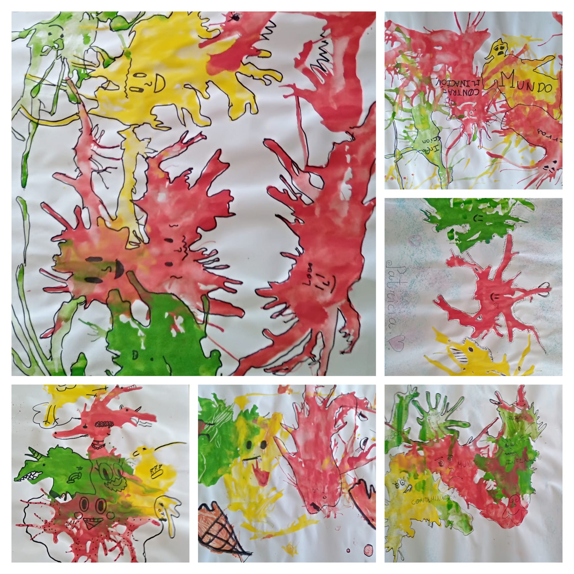 REFLEXIÓN COLECTIVA SOBRE EL CAMBIO CLIMÁTICO--COMPOSICIÓN ARTÍSTICA A TRES COLORES  6º Y 5º DE PRIMARIA