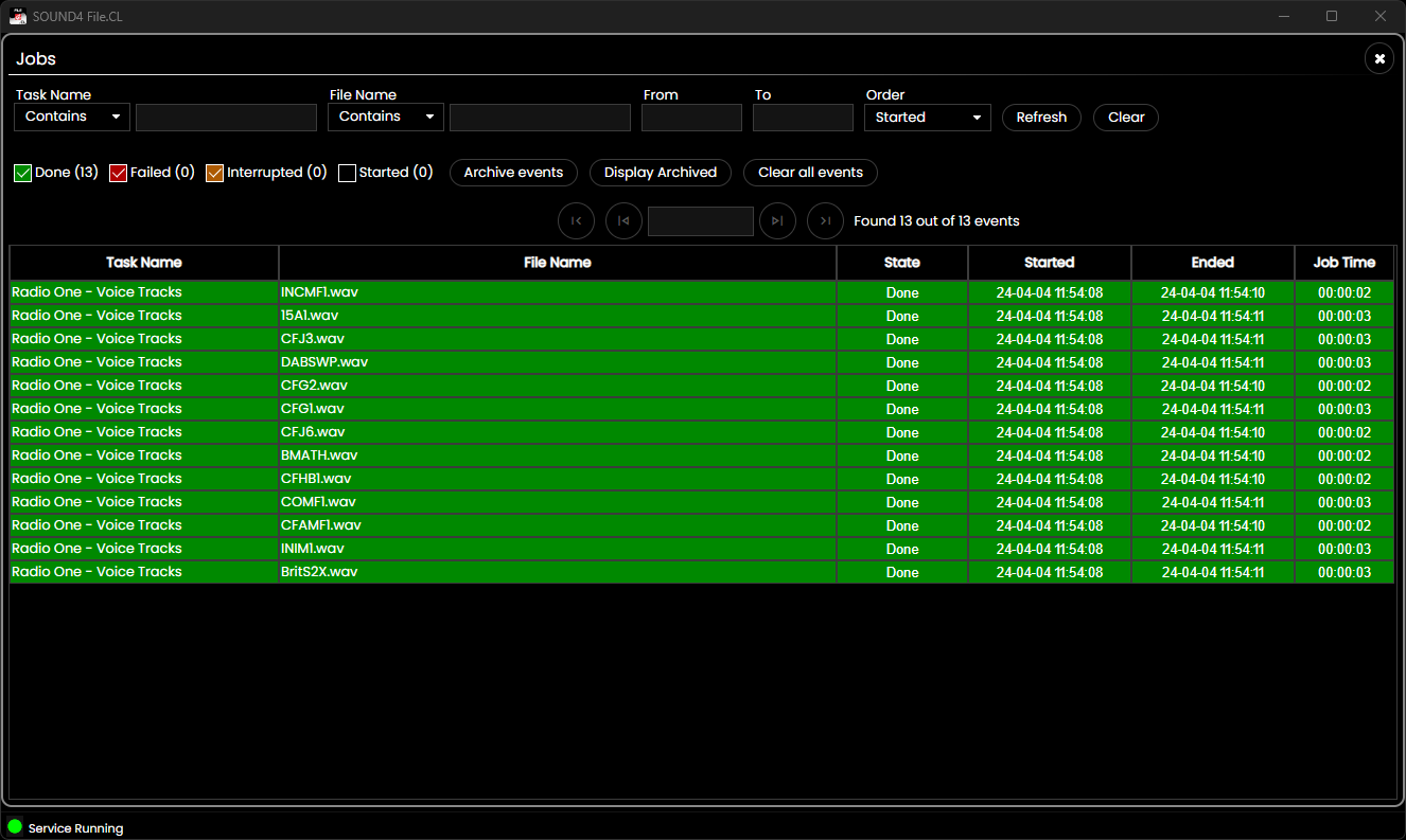 SOUND4 FILE .CL - Jobs view 1