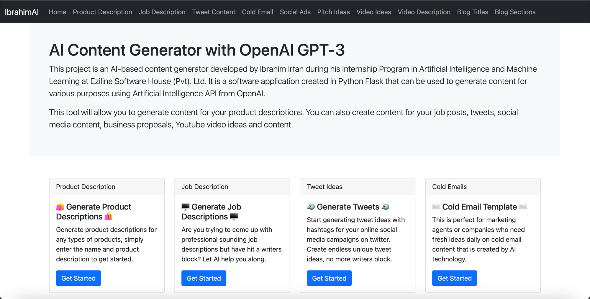 AI Based Content Generation using Python Flask and OpenAI