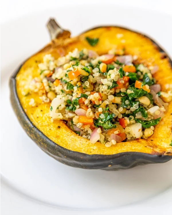 Stuffed Acorn Squash with Quinoa and Kale