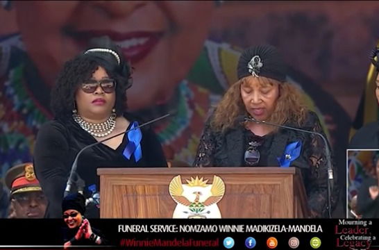 ZENANI MANDELA SLAMS HYPOCRITES AT HER MOTHER'S FUNERAL, WINNIE MADIKIZELA MANDELA.