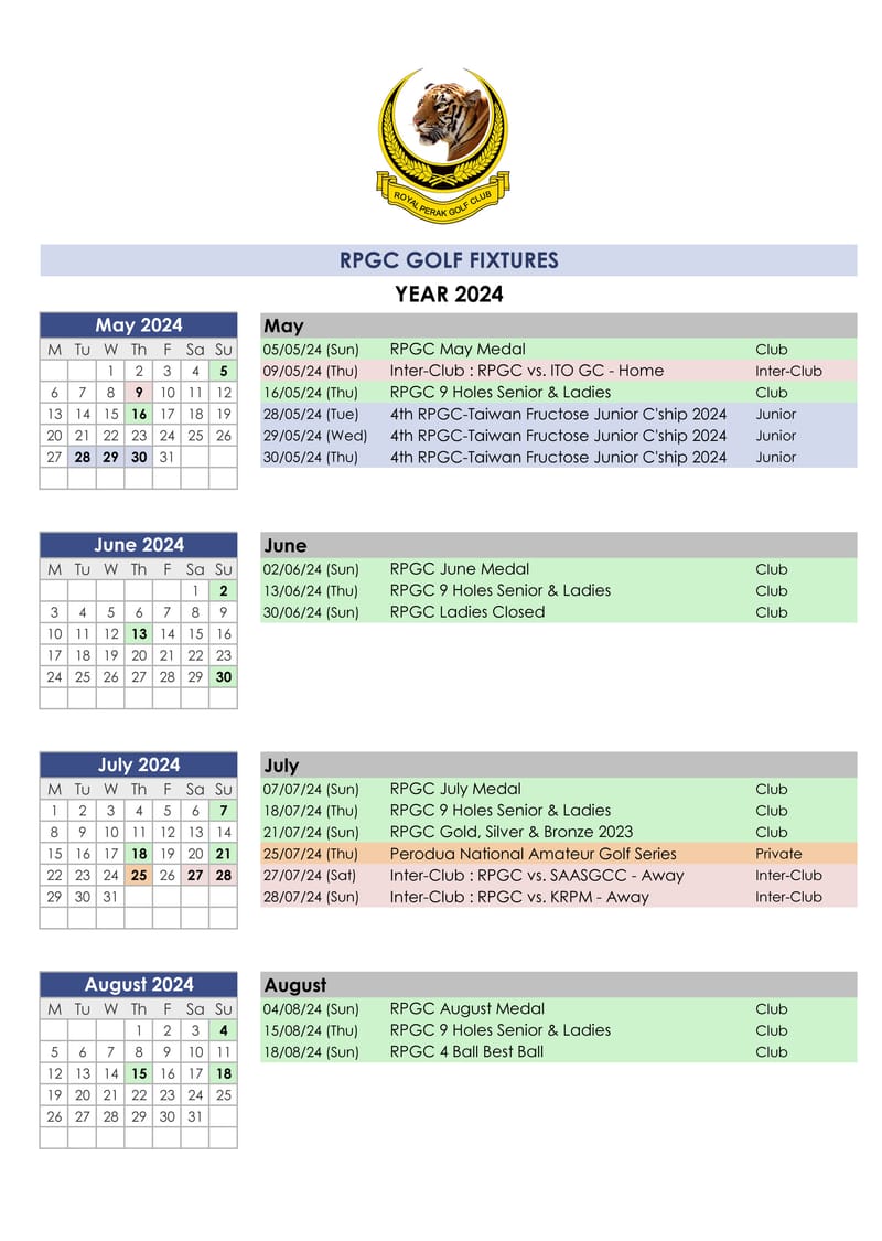 2024 Fixtures Golf Event