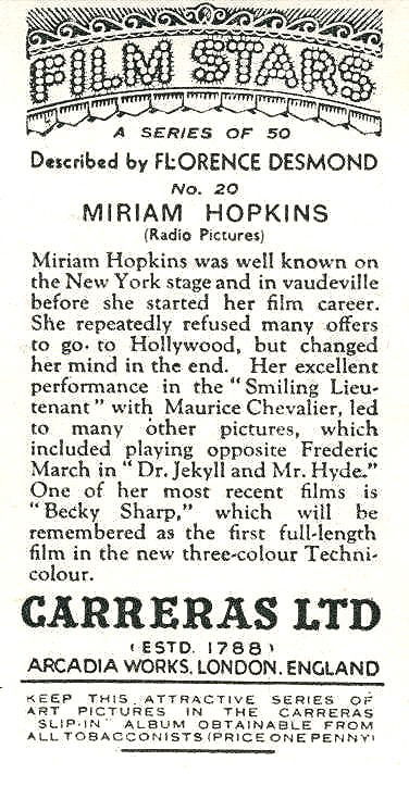 MIRIAM HOPKINS