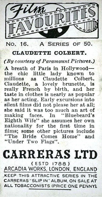 CLAUDETTE COLBERT