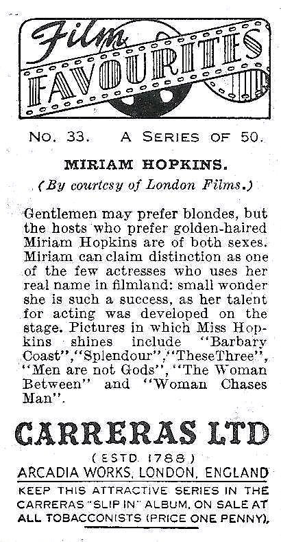 MIRIAM HOPKINS