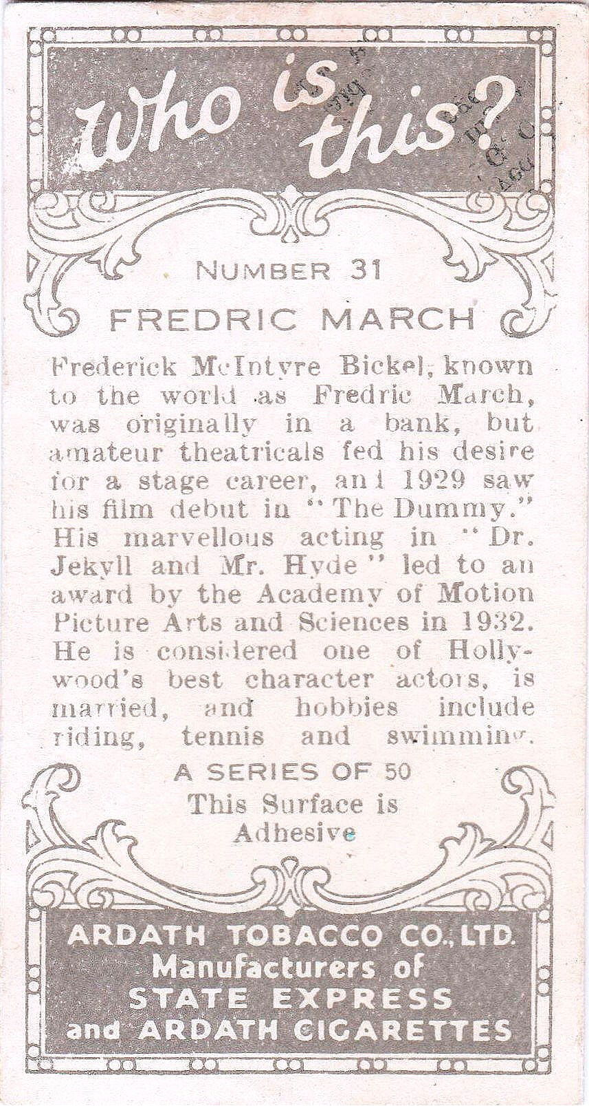 FREDERIC MARCH