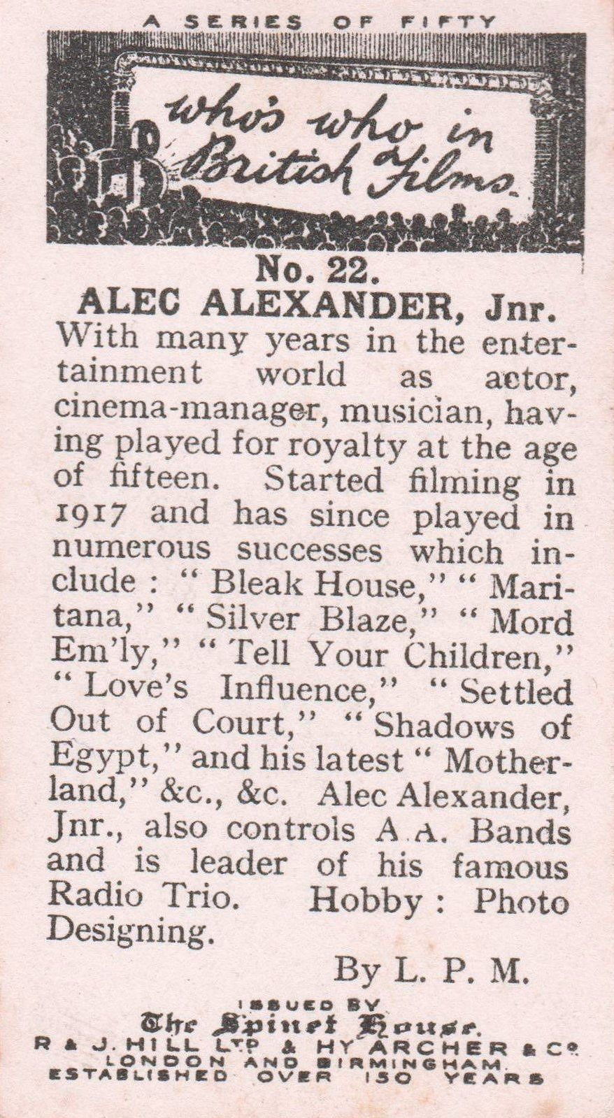 ALEC ALEXANDER JNR.