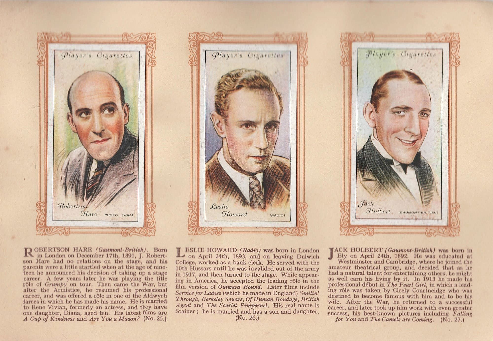 ROBERTSON HARE - LESLIE HOWARD - JACK HULBERT