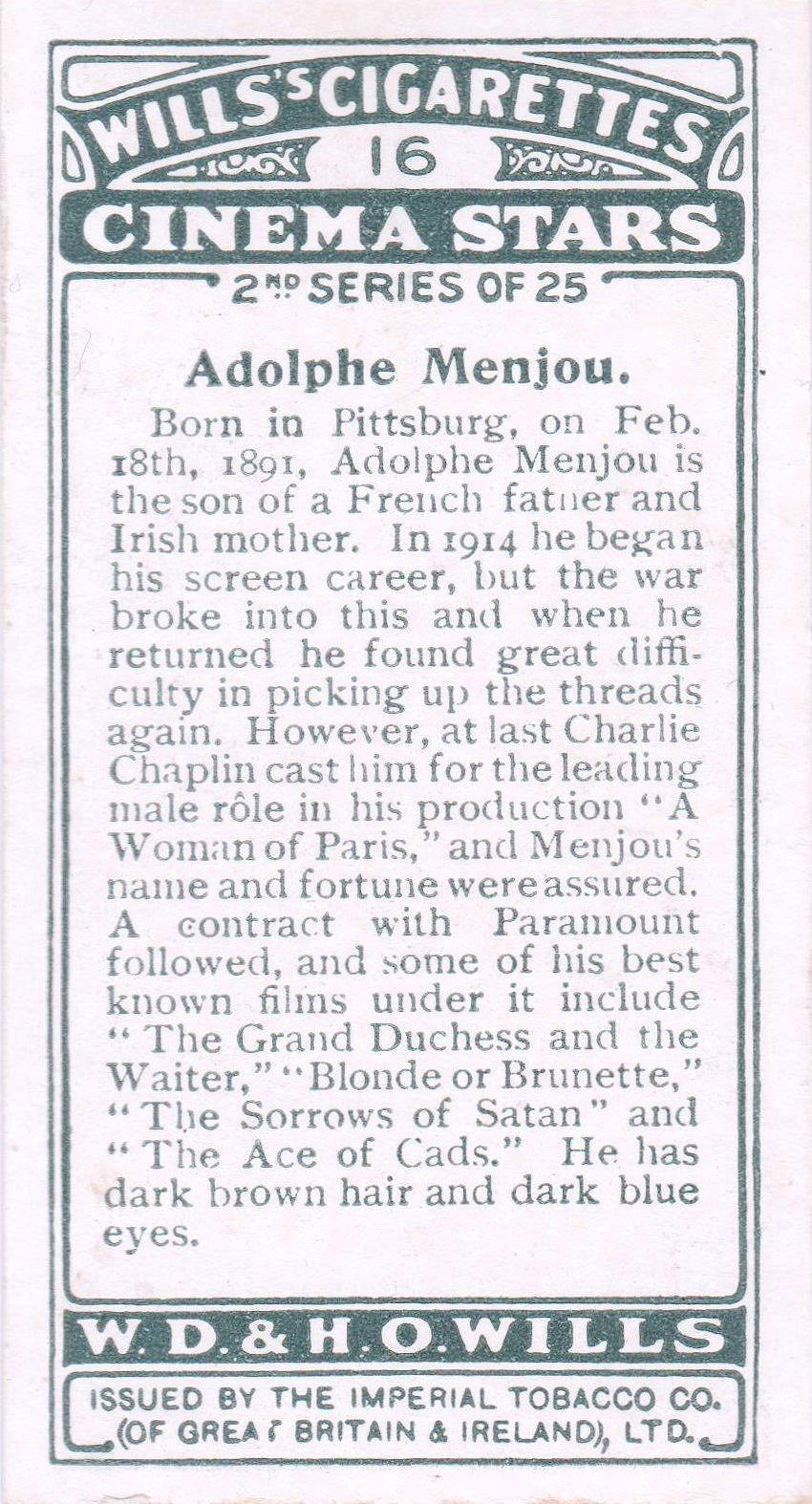 ADOLPHE MENJOU