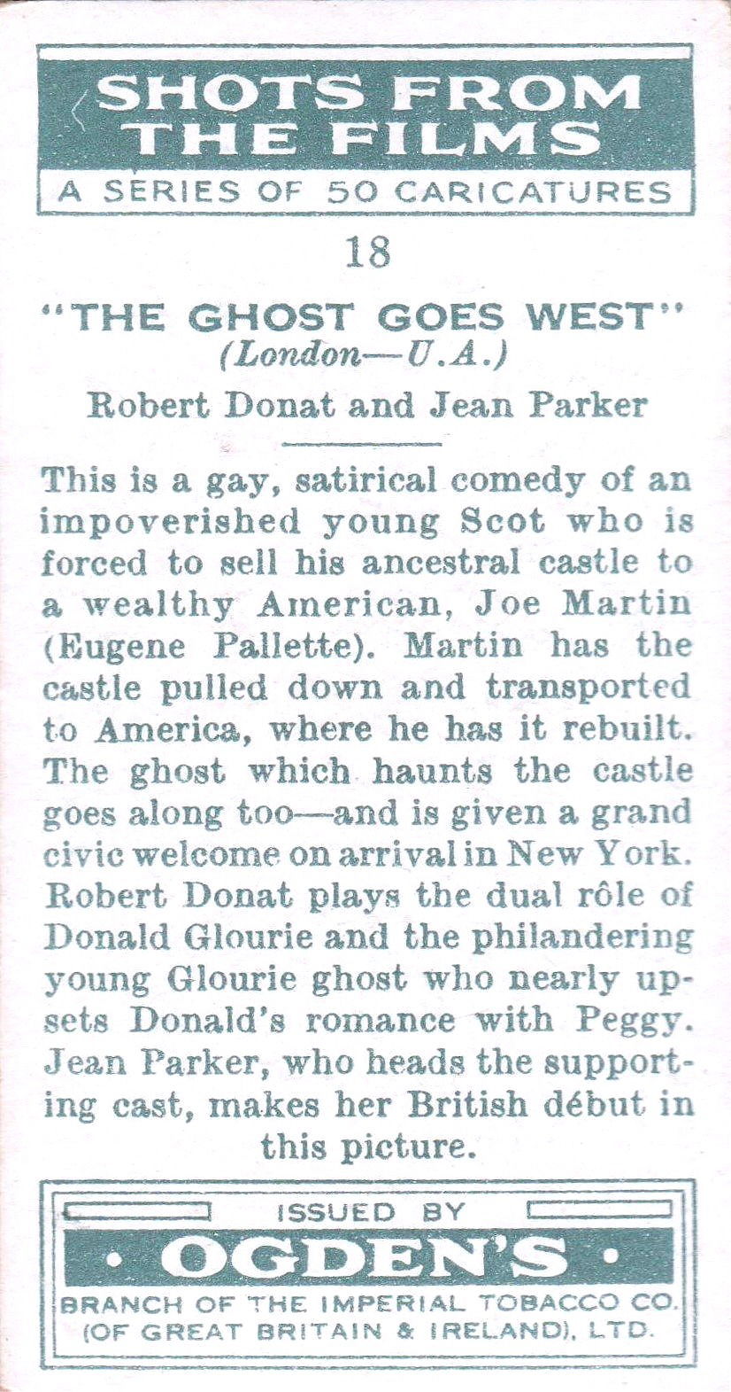 " THE GHOST GOES WEST " ROBERT DONAT - JEAN PARKER