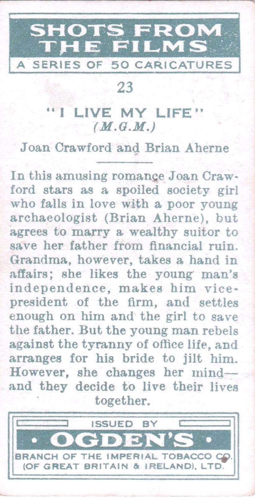 " I LIVE MY LIFE " JOANCRAWFORD - BRIAN AHERNE