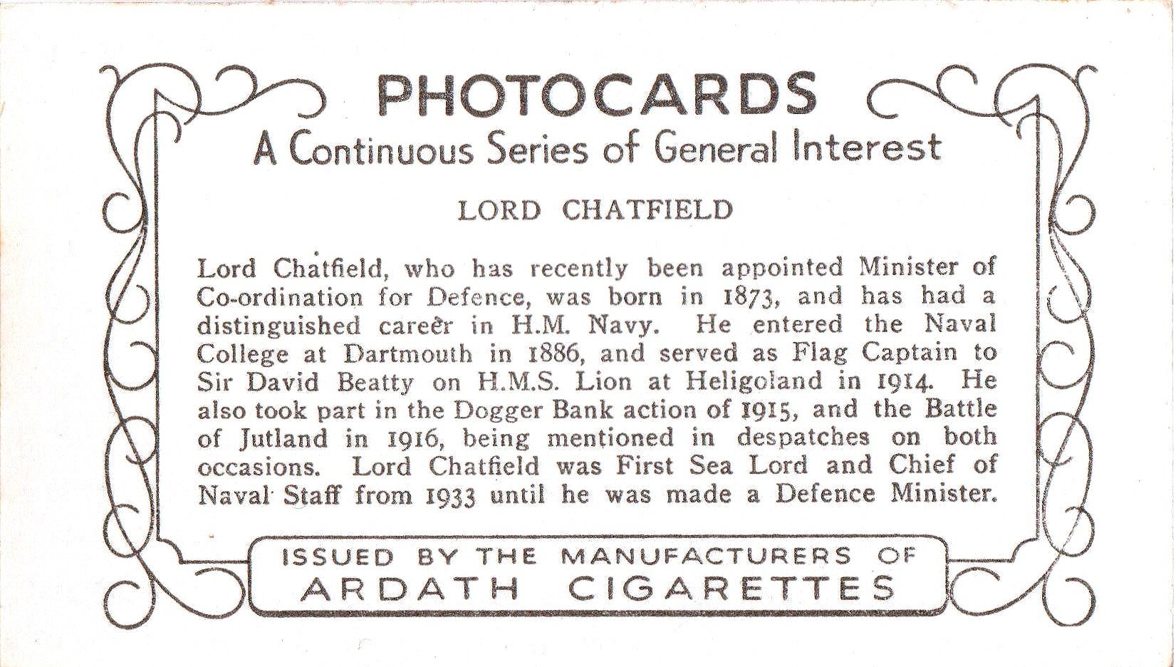 LORD CHATFIELD