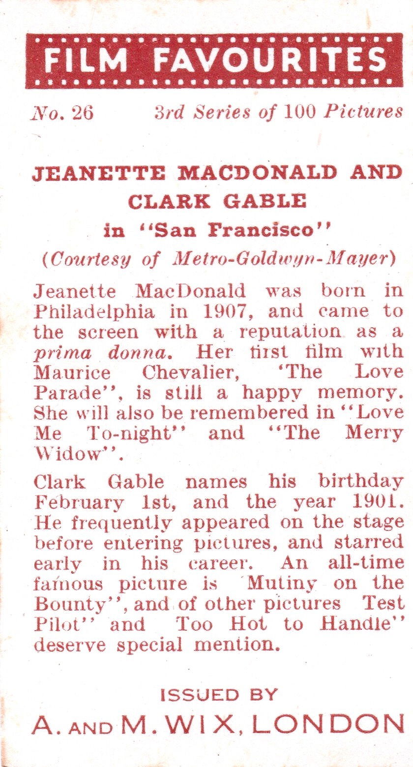 JEANNETTE MACDONALD AND CLARK GABLE in "SAN FRANCISCO"