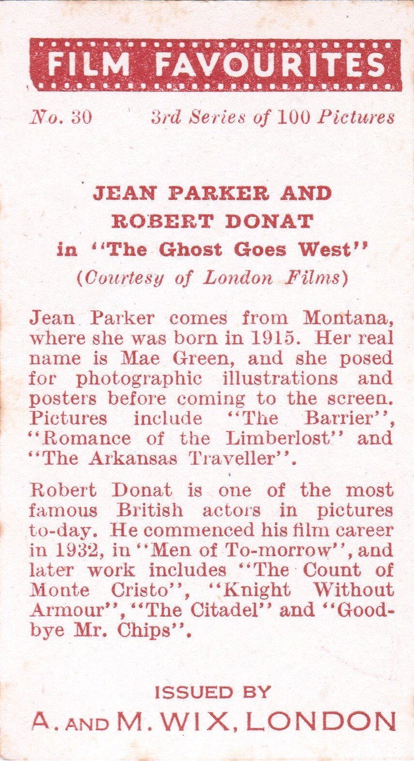 JEAN PARKER AND ROBERT DONAT in "THE GHOST GOES WEST"
