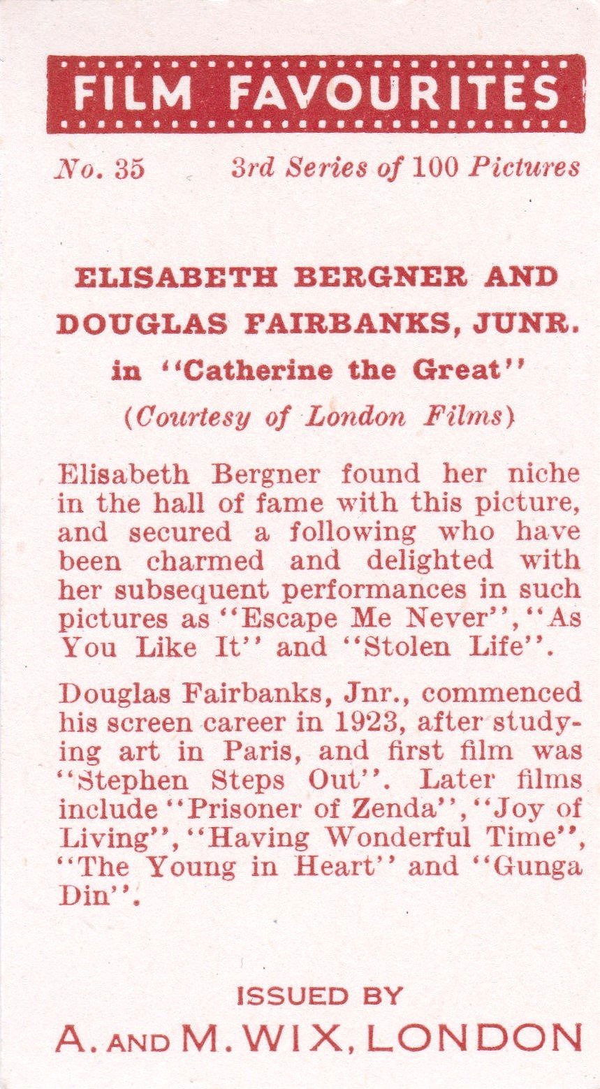 ELISABETH BERGNER AND DOUGLAS FAIRBANKS JUNR. in "CATHERINE THE GREAT"