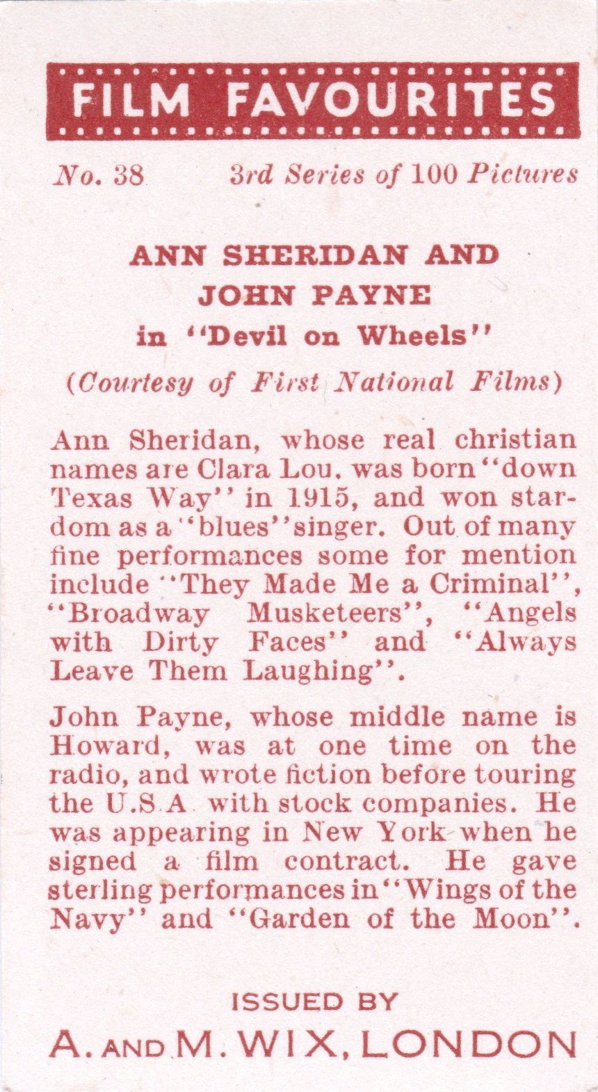 ANN SHERIDAN AND JOHN PAYNE in "DEVIL ON WHEELS"