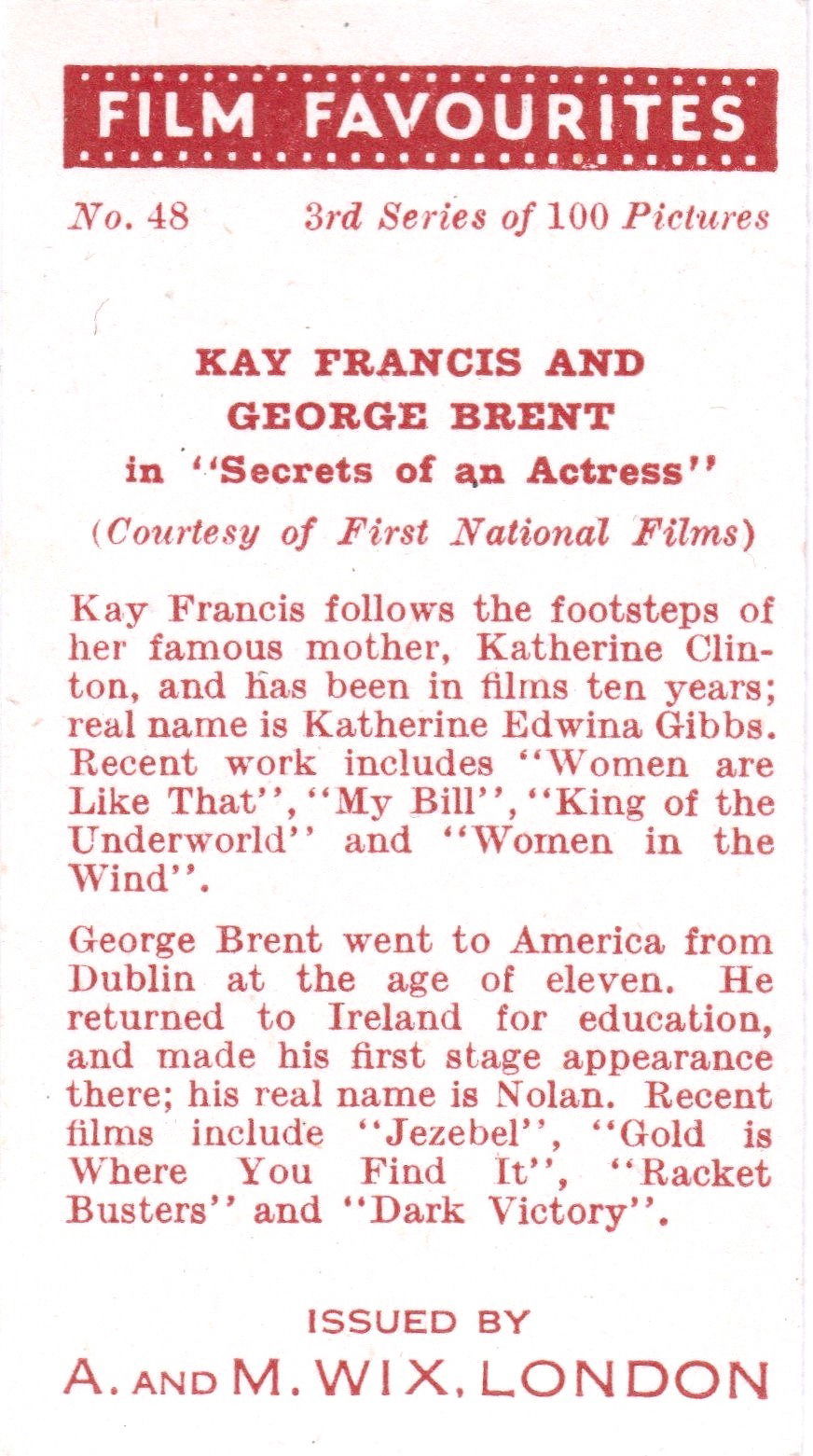 KAY FRANCIS AND GEORGE BRENT in "SECRETS OF AN ACTRESS"