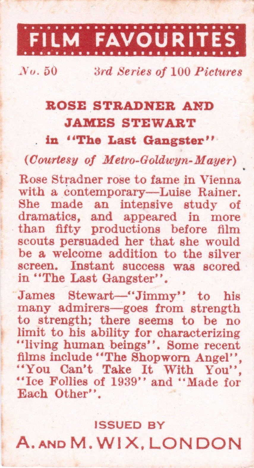 ROSE STRADNER AND JAMES STEWART in "THE LAST GANGSTER"