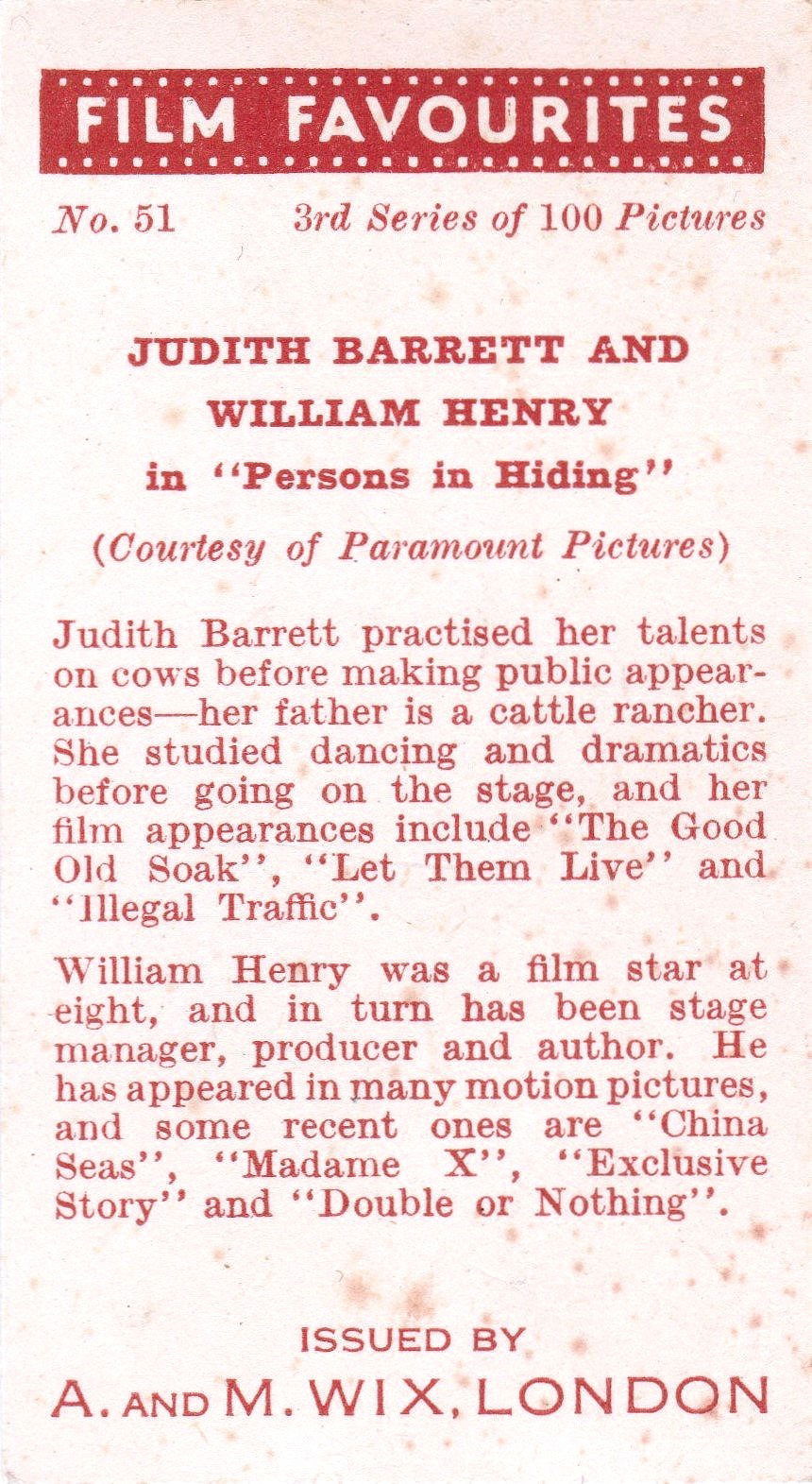 JUDITH BARRETT AND WILLIAM HENRY in "PERSONS IN HIDING"