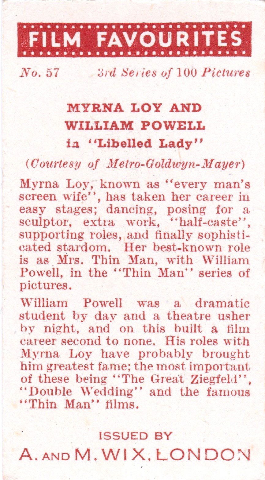 MYRNA LOY AND WILLIAM POWELL in "LIBELLED LADY"