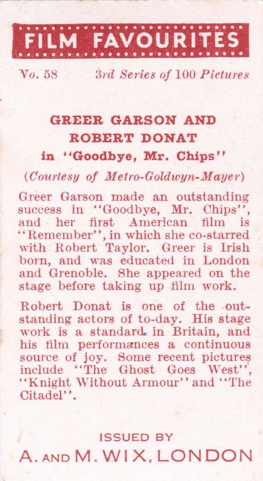 GREER GARSON AND ROBERT DONAT in "GOODBYE Mr. CHIPS"