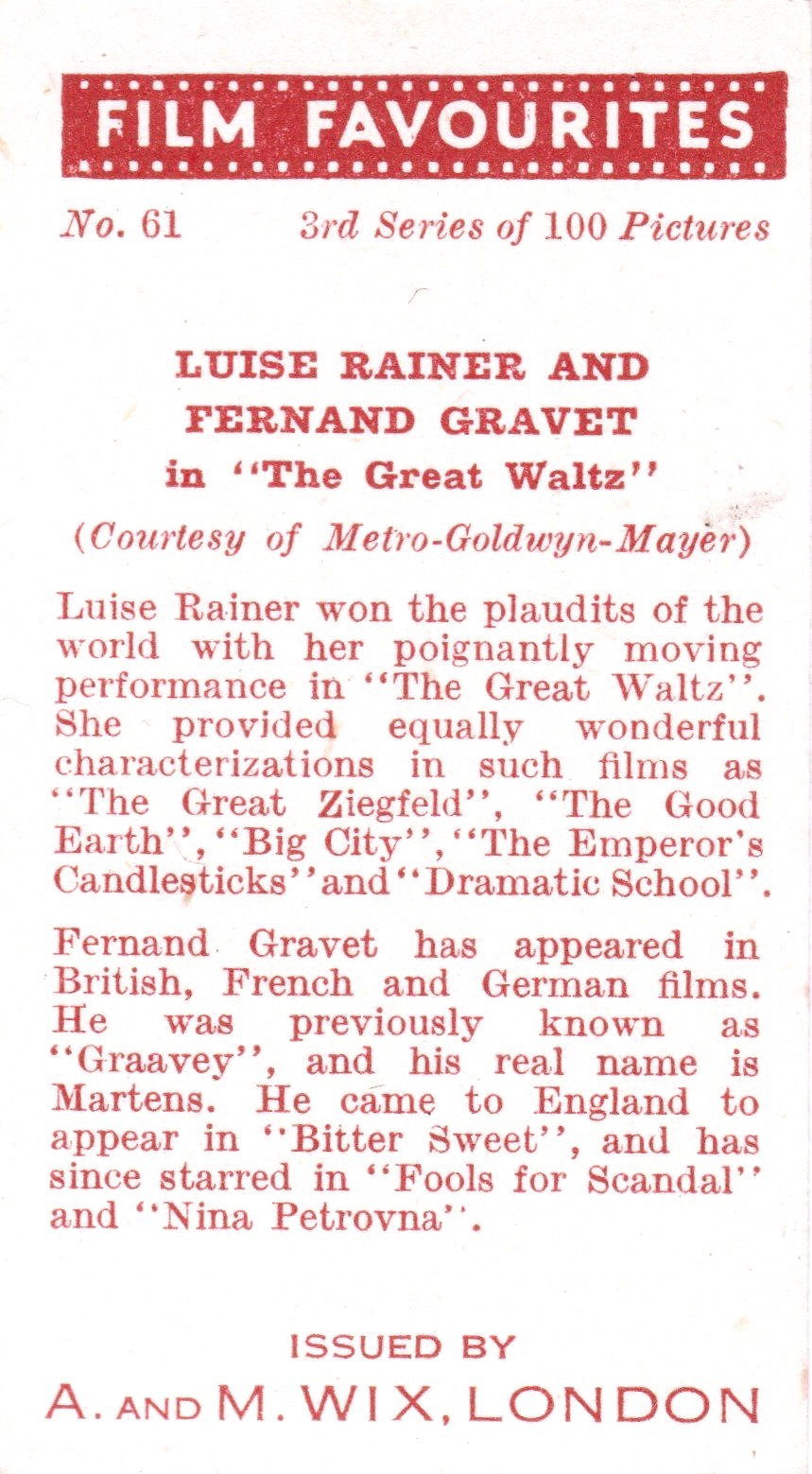 LUISE RAINER AND FERNAND GRAVET in "THE GREAT WALTZ"