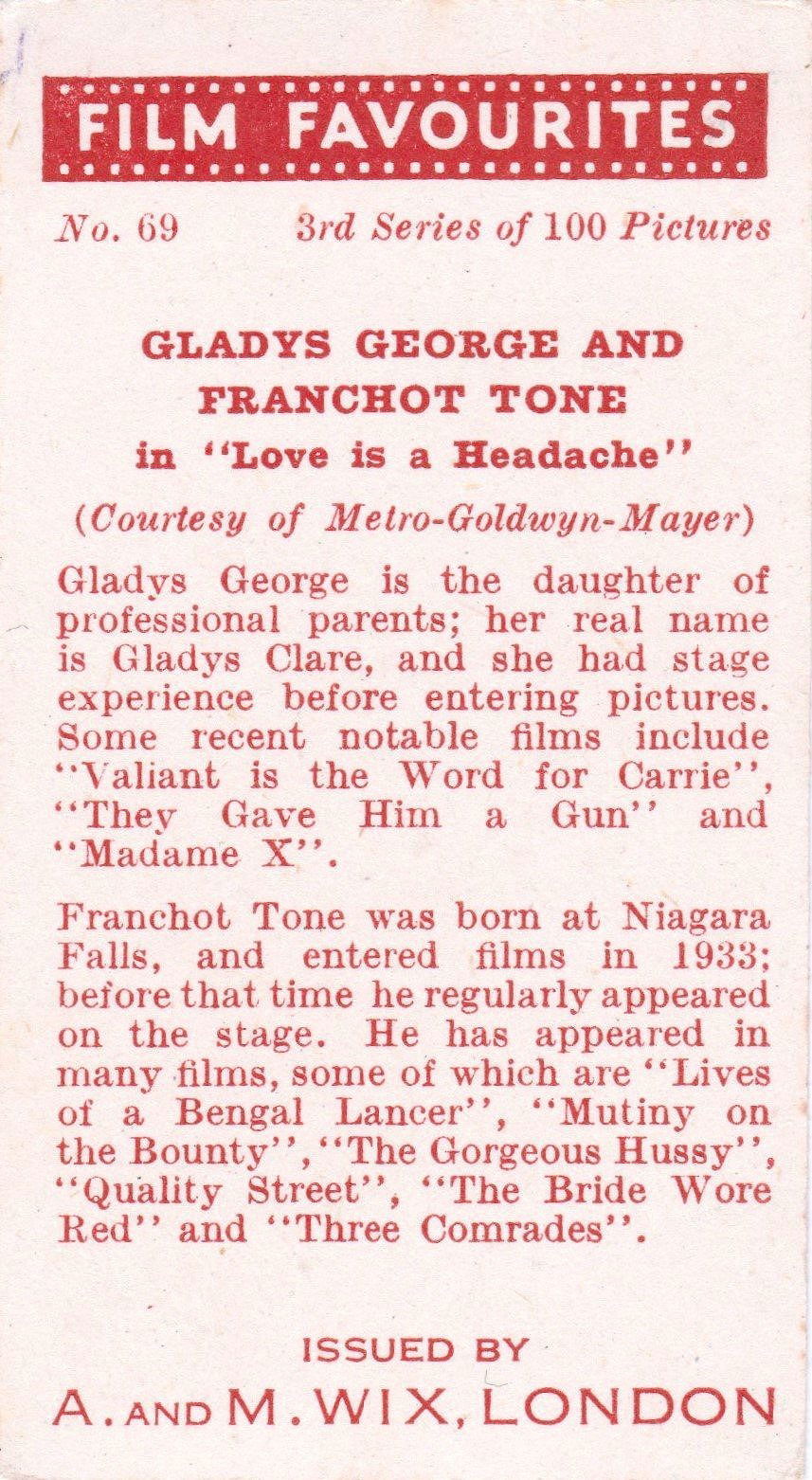 GLADYS GEORGE AND FRANCHOT TONE in "LOVE IS  A HEADACHE"