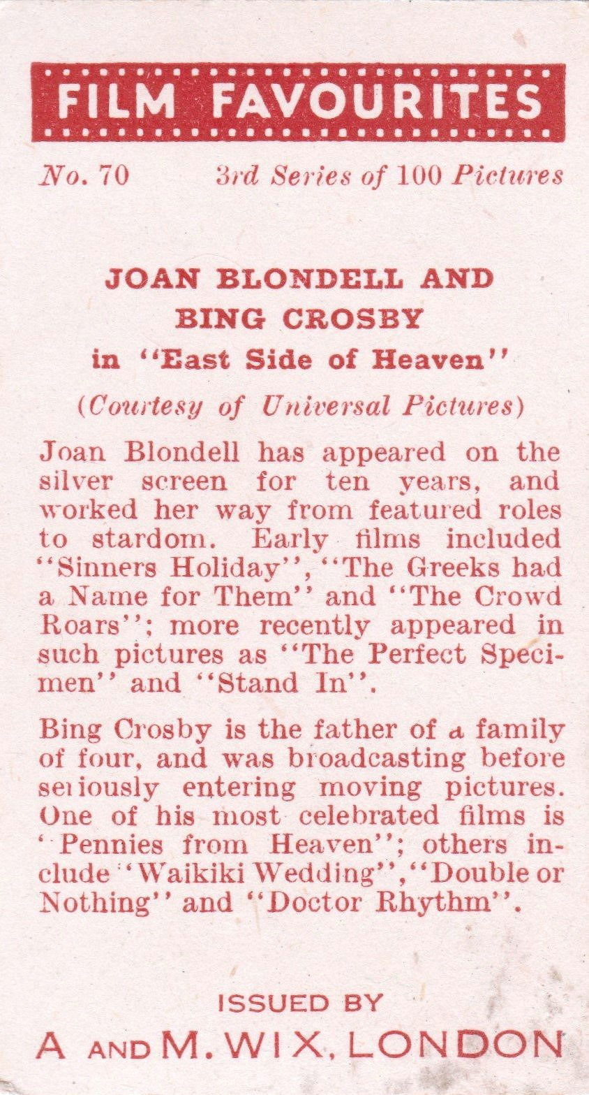 JOAN BLONDELL AND BING CROSBY in "EAST SIDE OF HEAVEN"