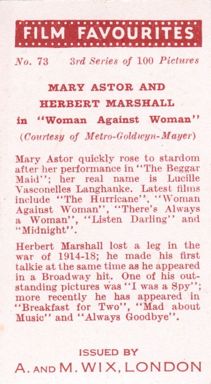 MARY ASTOR AND MARSHALL in "WOMAN AGAINST WOMAN"