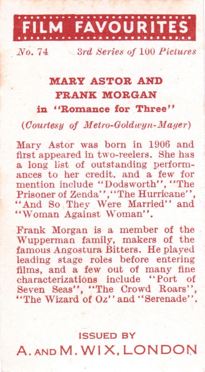 MARY ASTOR AND FRANK MORGAN in "ROMANCE FOR THREE"