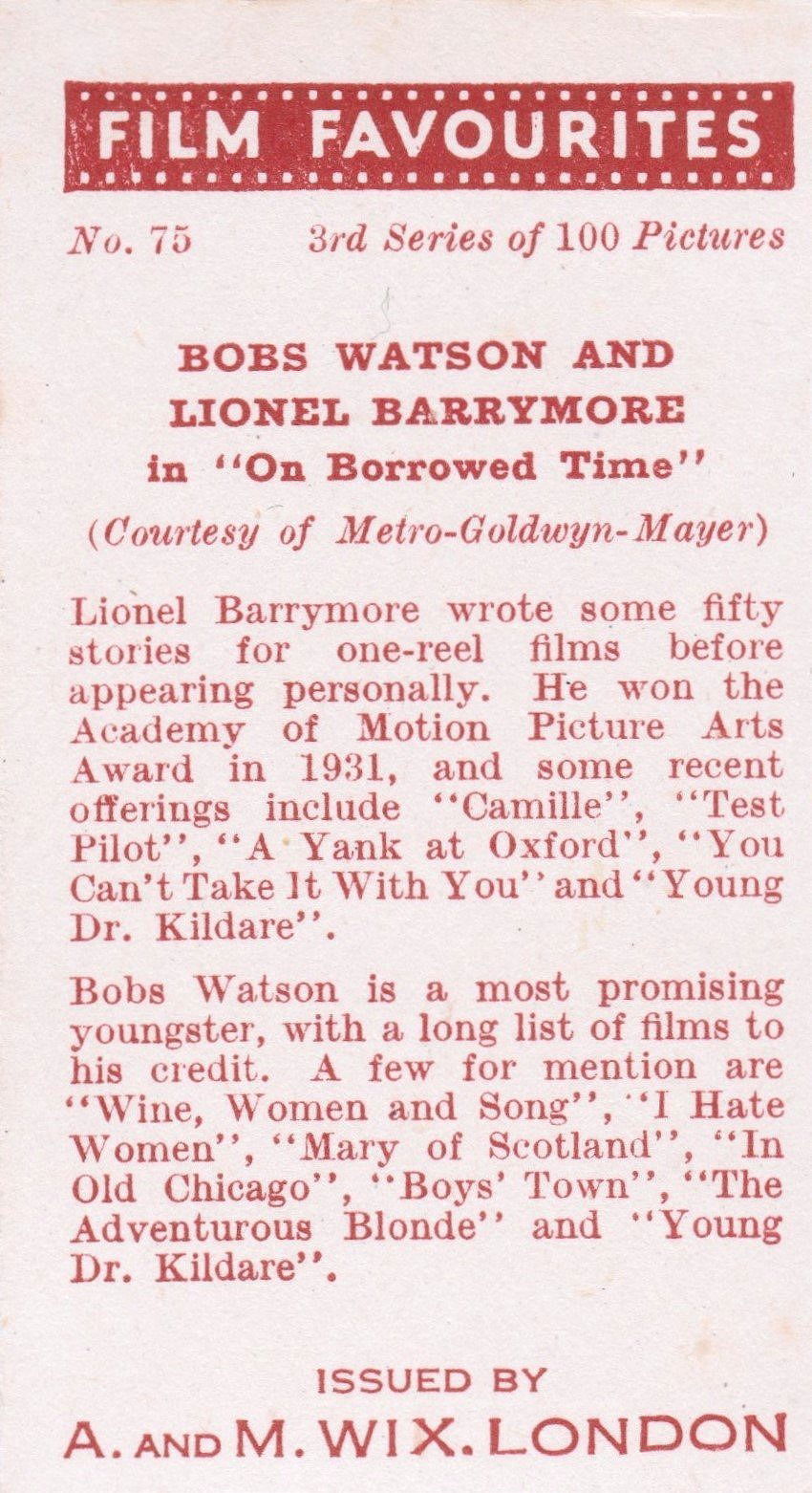 BOBS WASTON AND LIONEL BARRYMORE in "ON BORROWED TIME"