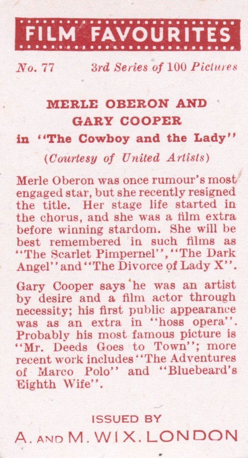 MERLE OBERON AND GARY COOPER in "THE COWBOY AND THE LADY"