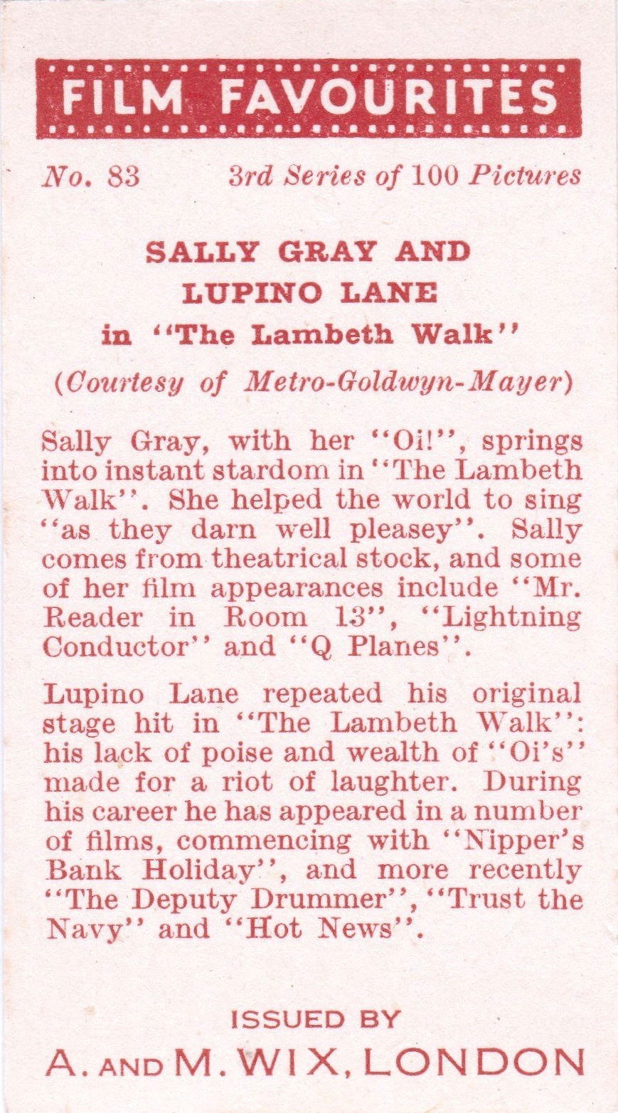 SALLY GRAY AND LUPINO LANE in "THE LAMBETH WALK"