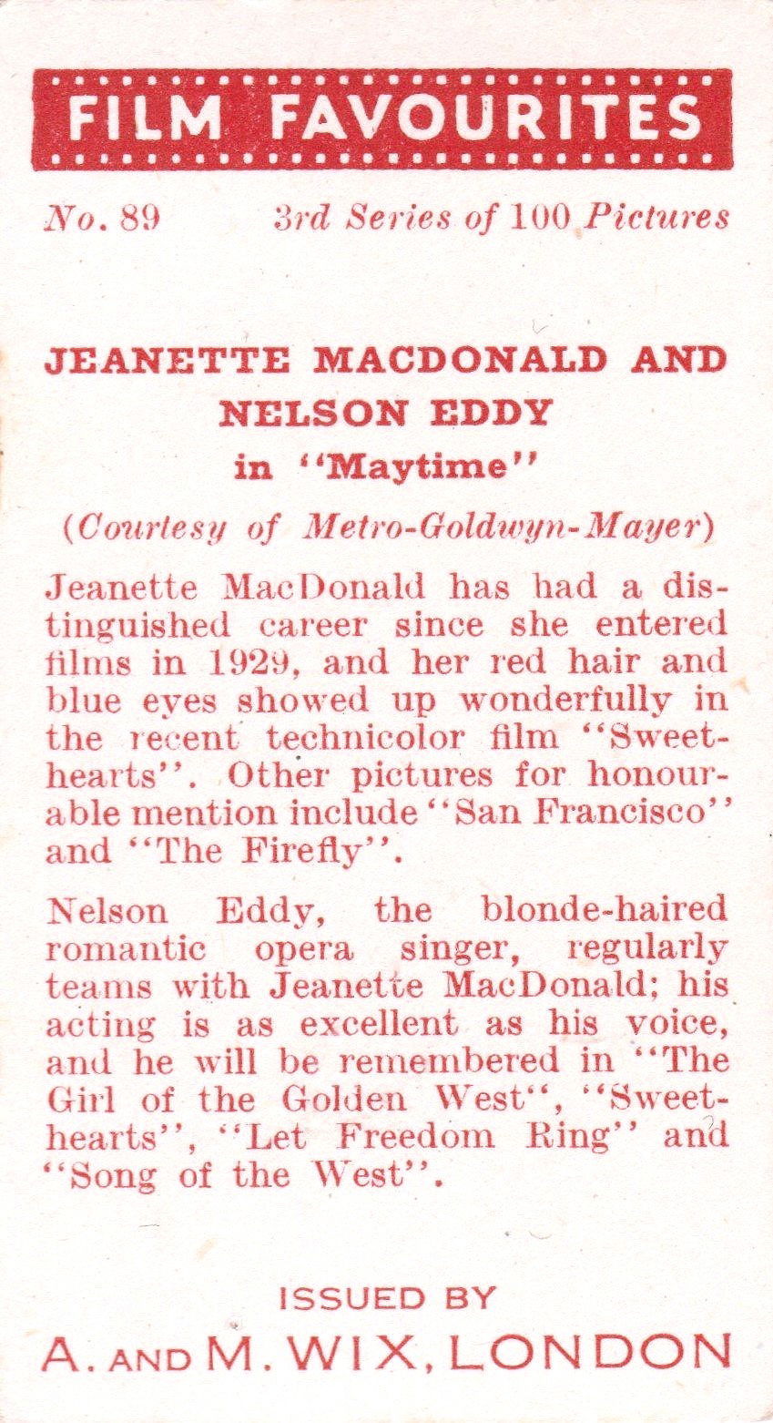 JEANNETTE MACDONALD AND NELSON EDDY in "MAYTIME"