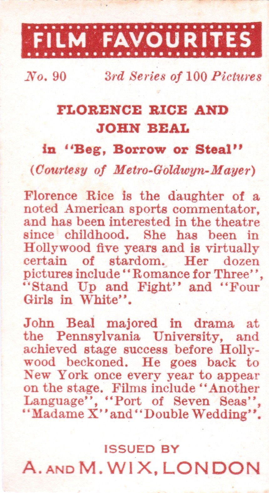 FLORENCE RICE AND JOHN BEAL in "BEG, BORROW OR STEAL"